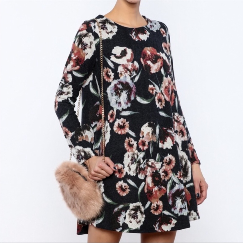 Peach Love California | Floral Knit Sweater Dress